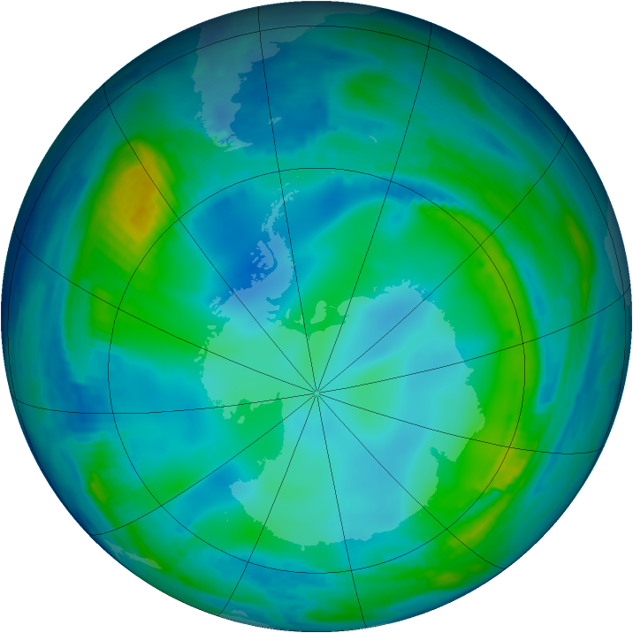 Antarctic ozone map for 01 June 1997
